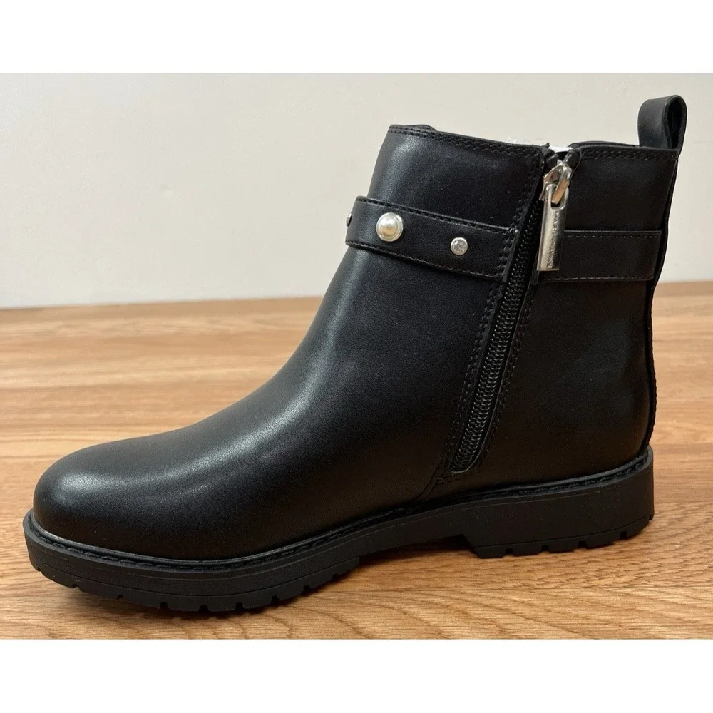 Marc Fisher Kids Jade Strap Black Chelsea Boots Big Girls Size 5 Zip Close NEW